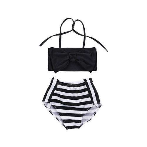 Citgeett Toddler Kids Baby Girl Tankini Bikini Set Swimwear Sleeveless Tops+Striped Shorts Set Clothes 2-7Y