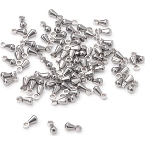 ASON 100pc/lot 316L Stainless Steel Waterdrop Pendant Necklace Bracelet Extension Chain Charm Accessories For DIY Jewelry Making