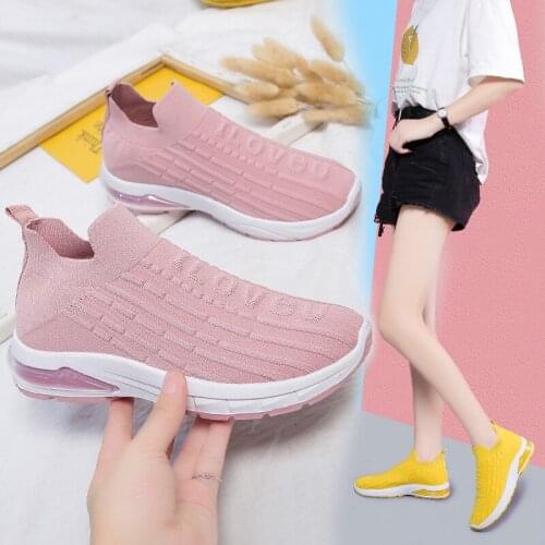 Girls wedges sneakers brand summer loafers lazy shoes women knitting sneaker white student shoes Mujer