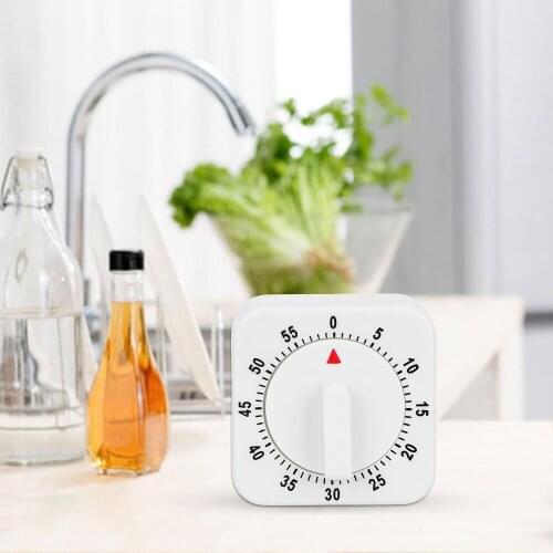 NICEYARD White Square Kitchen Timer 60 Minutes Countdown Alarm Reminder Mechanical Timer Kitchen Tools Cooking Tools