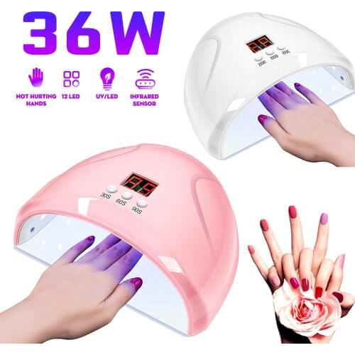 Nail Lamp Lamp Dryer Nail Dryer 12 LEDs Lamp Quick Drying Nail Gel Polish Manicure Pedicure36 W UV LED Professional Nail Salon