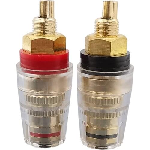 Brass Gold Plated 4mm Binding Post Red & Black Banana Plug Terminal Connector for Speaker Amplifier