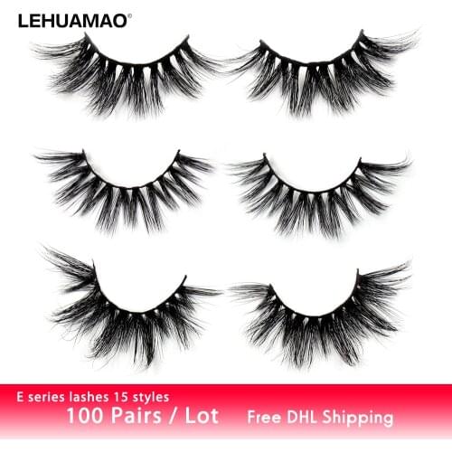 LEHUAMAO 100Pairs/Lot False Eyelashes 3D Mink Lashes Thick unique Criss-cross Eyelash Full Fluffy wispy lash Reusable Wears Lash