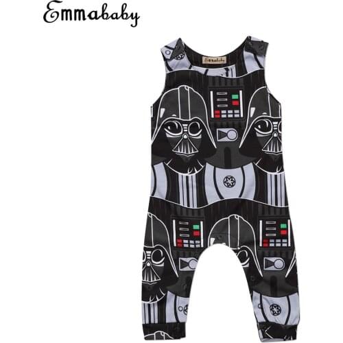Cute Toddler Kids Baby Boy Star Wars Print Sleeveless Romper Jumpsuit Clothes Outfits Able Babies Boys Rompers