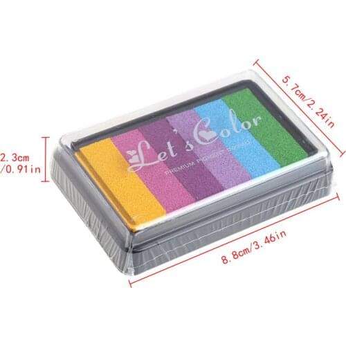 Rainbow Multicolor Ink Pad Oil Based for stamp Scrapbook Photo Album DIY Craft U4LD