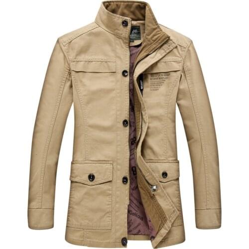 Man Jacket Pure Cotton Middle Age Loose Coat Mens Wear Leisure Time Long Fund Dad Dress Mens Windbreaker