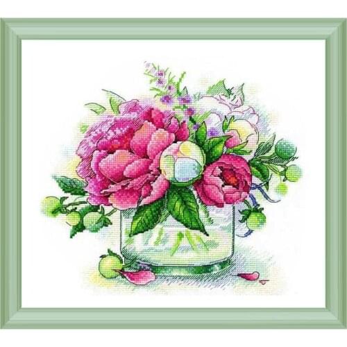 Hand-embroidered Decorative Painting Cross Stitch Kit B1529 Camellia Flower Precision Printing New Products