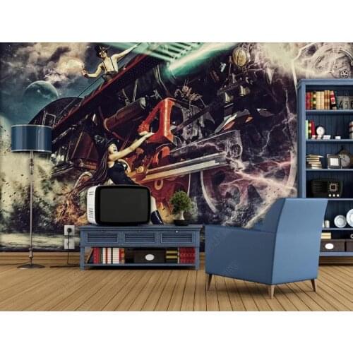 3D Wallpaper Murals Custom For Living Room Home Decor Woman Pulling Train Nostalgic European And American Style Background Wall