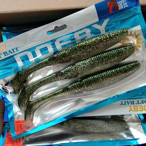 Noeby 6PC 17cm/39g Silicone bait Fishing lure T tail worm Soft lures Artificial bass baits Swimbait Fishing gear fishing bait