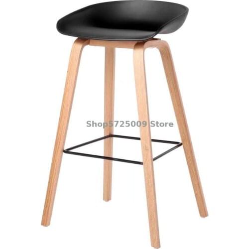 Nordic Classic Designer Hale Plastic Solid Wood High Chair Bar Stool Bar Stool Simple Modern