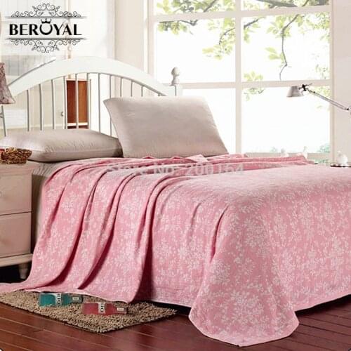 Beroyal Brand Throw Blanket 100% Cotton Blankets Super Soft Blanket on bed for Adult Floral Air-Condition 150*200cm