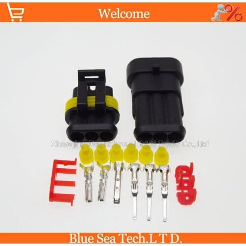 Sample 2 sets 3 Pin/way HID Waterproof Electrical connector kit,male and female plug connector for car boat ect