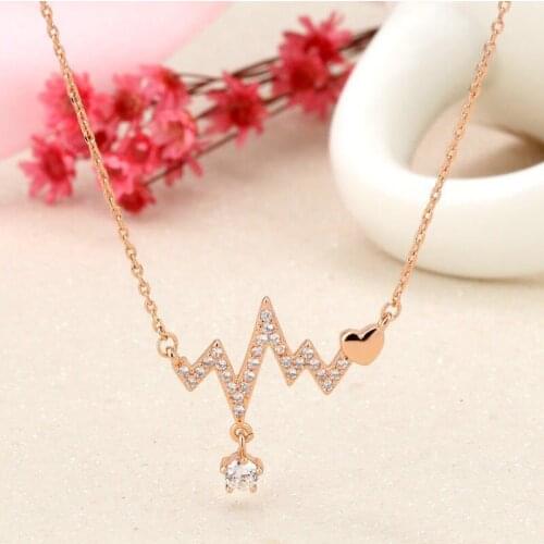 Heartbeat Necklace Women Love Heart Necklaces Pendants Medical Nurse Doctor Lover Gifts Stainless Steel Jewelry