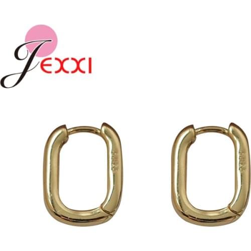 Punk Style 925 Sterling Silver Delicate Geometric Hoop Earrings Unisex Fine Jewelry Elegant Earrings Accessory