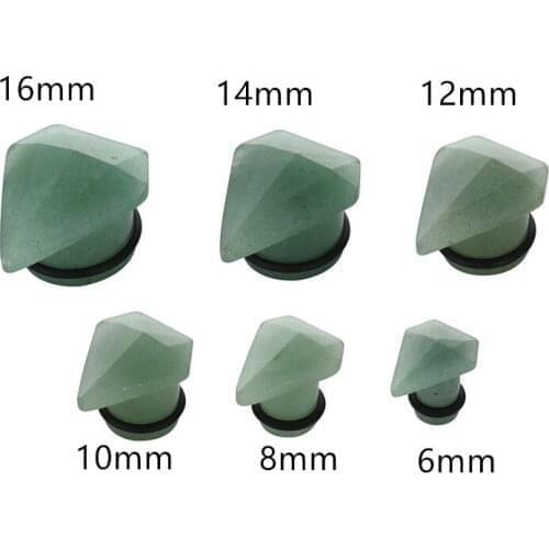 Lot60pcs Diamond Stone Green Ear Tunnels Ear Plugs Ear Piercing Body Jewelry free Shippment Gauges 6-16mm