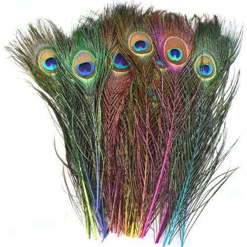 10Pcs/lot Dyeing Peacock Feathers For Crafts Length 25-30CM 10-12inch Peacock Feather Diy Jewelry Decorative Pheasant Feathers