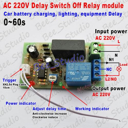AC 220V 230V 240V Trigger Delay Timing Timer Relay Switch Delay Turn Off 0~60s