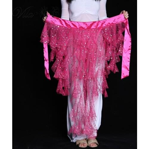 Fashion Bellydance Hip Scarf 7 colors Belt Skirt Waistband Wrap Elegant Egypt Sequins Belly Dance Waist Chain Solid Color