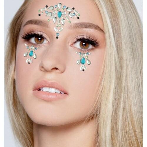 Face Gems Adhesive Glitter Jewel Tattoo Sticker Festival Rave Party Body Make Up Temporary Tattoos Glitter Rhinestones For Woman