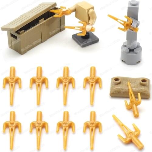 Gold Weapons Grandmaster Trident Building Block Moc Phantom Warrior Figures Equipment Model Child Christmas Gift Boy Creator Toy