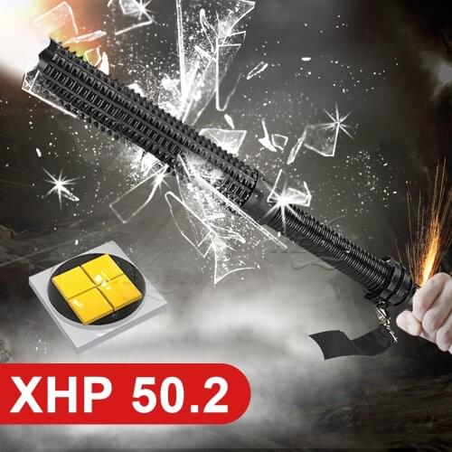 XHP50 Super Powerful Tactical LED Flashlight Self Defense Flash Light T6 Telescopic Baton 18650 Torch LED Rechargeable Car Lamp