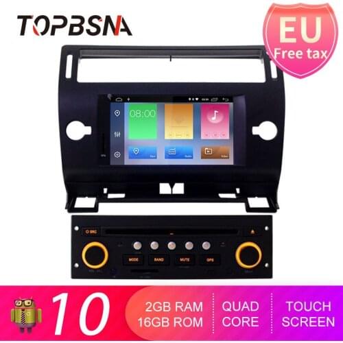 TOPBSNA Android 10 Car DVD Player For Citroen C4 Quatre Triumph 2004-2012 GPS navigation auto multimedia tape recorder Auto WIFI