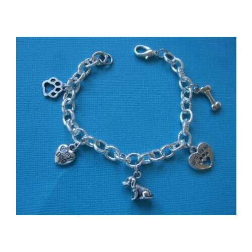 Vintage Silvers Love Best Friend Puppy Dog Paw Prints Bone Charms Good Luck Bracelet &Bangle Jewelry For Women Jewelry Gift