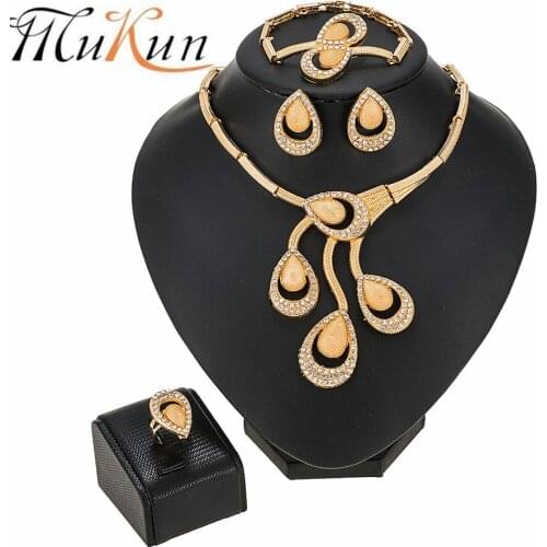 Nigerian Wedding Woman Accessories Jewelry Set Necklace Statement Brand Jewelry Set Grace Gold Color Jewelry Set Wedding Gift