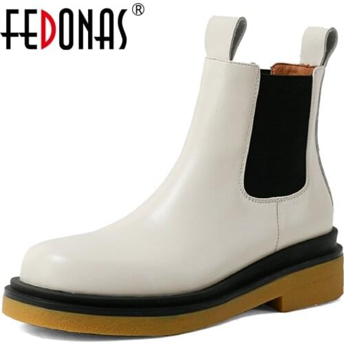 FEDONAS Rubber Boots For Women With Heels Genuine Leather Chunky Heels Shoes Woman 2021 Winter Party Dancing Ankle Boots Girls