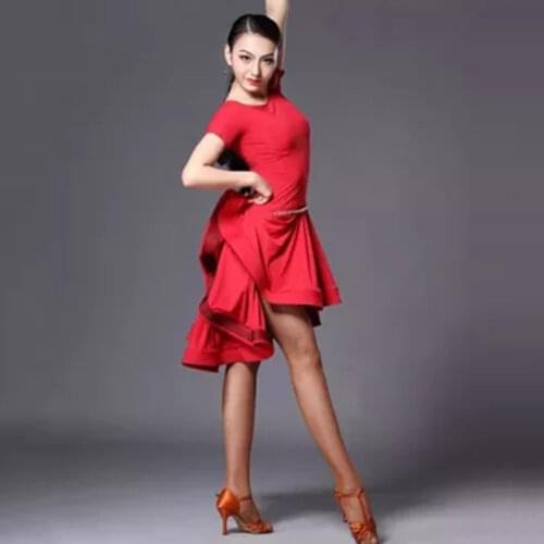 Sexy Long Short-Sleeve Latin Dance One-Piece Dress for Women Ballroom Tango Cha Cha Dance Skirt Latin Dance Competition Dress F1