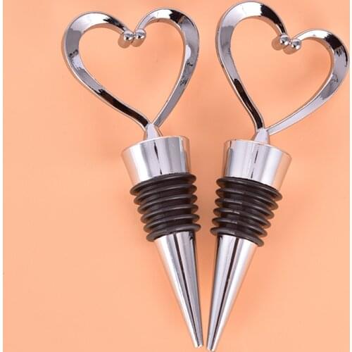 1pc Elegant Heart Shaped Red Wine Champagne Wine Bottle Stopper Valentines Wedding Gifts Plastic