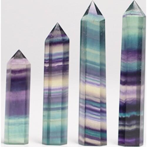 1PC Natural Color Fluorite Healing Stick Hexagonal Prism 40-80mm Obelisk Treatment Stone DIY Gift Home Decoration Gift