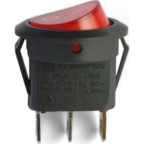 20Pcs KCD5-103N 13A 250V On/Off Rocker Round Toggle Pushbutton Switch for Small Appliances Lighting Transformers