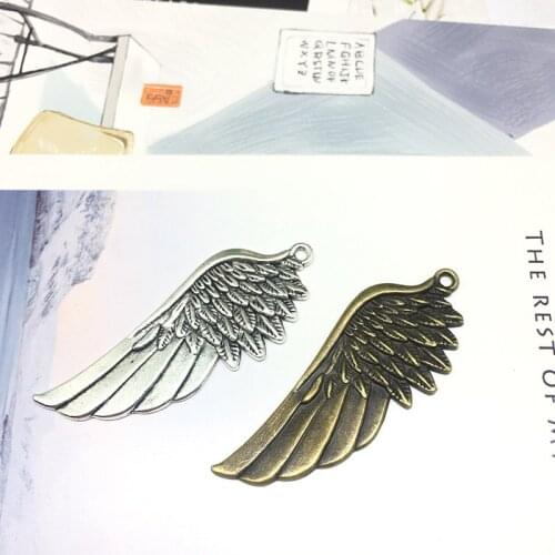 10Pcs Wings Charms Pendants 22mm x 54mm DIY Jewelry Making Alloy Findings Accessory For Necklaces Earrings