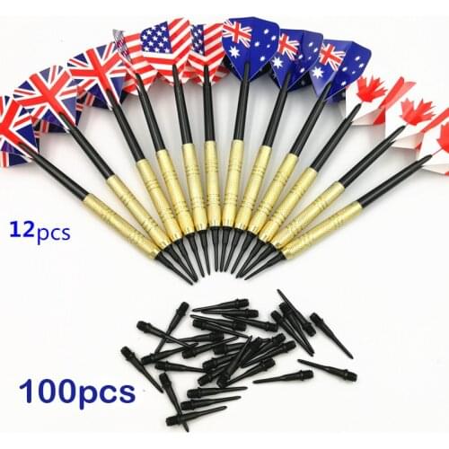 12 Pieces Professional 14 Grams Soft Tip Darts Set with 100 PCS Plastic Tips for Electronic Dartboard Accessories Party Game Toy