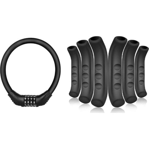 12x Bicycle Brake Handle Sleeve Protector Silicone & 1x Digital Bicycle Chain Lock Mountain Bike Lock
