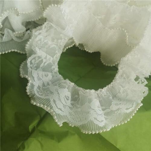 6cm wide New How double layer lace collar lace bead cuff skirt dress dress lace accessories Christmas decoration