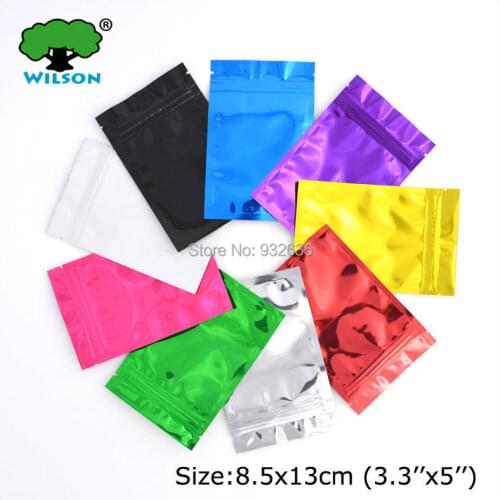 8.5x13cm ( 3.3''x5'') Full color MOQ 100 PCS zip lock foil bags glossy appearance 3.5 mils fill tea, gift Free shipping