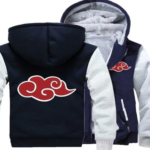 Anime NARUTO Thickening Hoodies Cartoon Akatsuki Red Cloud Hoody Hip Hop Casual Coat Sweatshirts Hooded Casual Coat