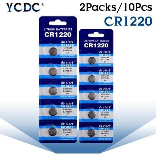 YCDC 10pcs 3V CR1220 BR1220 ECR1220 LM1220 Watch Button Coin Cell Lithium Battery Disposable Batteries for Remote Clocks