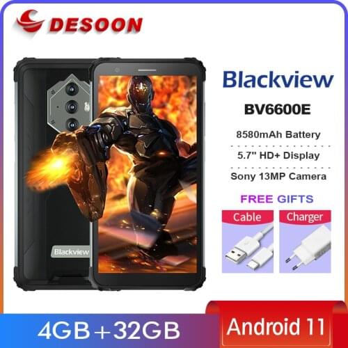 Blackview BV6600E 4GB+32GB Dual 4G Smartphone IP68/IP69K 5.7'' Android 11 NFC 8580mAh Octa Core 13MP Rear camera Mobile Phone