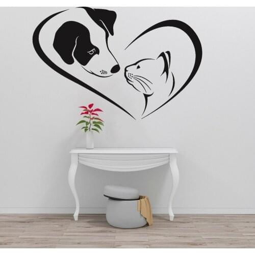 Pets Grooming Wall Decals lovely Dog Cat Veterinary Nursery Vinyl Wall Stickers Creatives Self-adhesive Home Decoration Y710