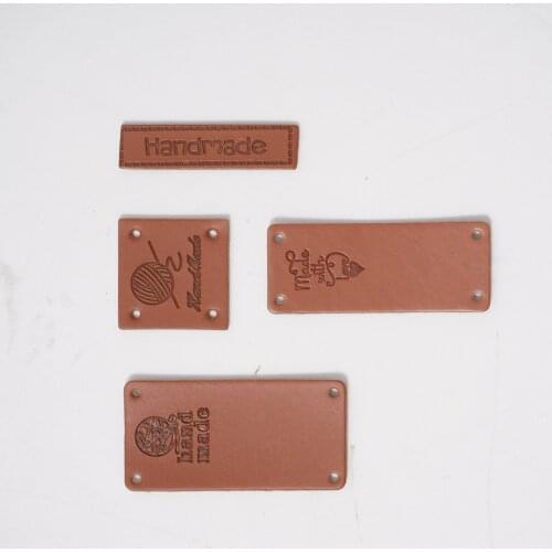 50Pcs Handmade Faux Leather Tags Letter Printed Clothing Labels Sew On Jeans Patches DIY Garment Decor Badges Sewing Accessories