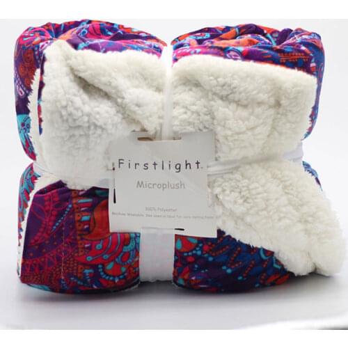 Firstlight small knit plaid flannel fleece Blanket 2 layers manta borrego sherpa blanket for on sofa/bed high quality soft throw