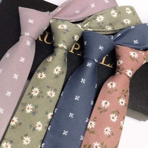 Linbaiway 6cm Neck Tie for Men Suit Skinny Necktie Polyester Floral Printed Business Bowtie Tie Shirt Accessories Custom Logo