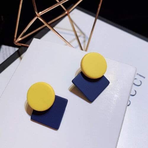 Geometric Wooden Earrings for women Round Square Korean Stud Earrings Wedding Party Cute Fashion Jewelry Wholesale Gift