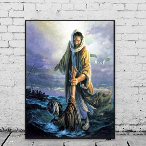 All Souls Day Jesus Peter Walking On Water Canvas Prints Picture Modular Paintings For Living Room Poster On The Wall Home Decor