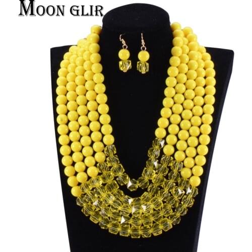 African beads jewelry set 2017 nigerian wedding african beads 7 color nigerian wedding bridal multi layer necklace sets women