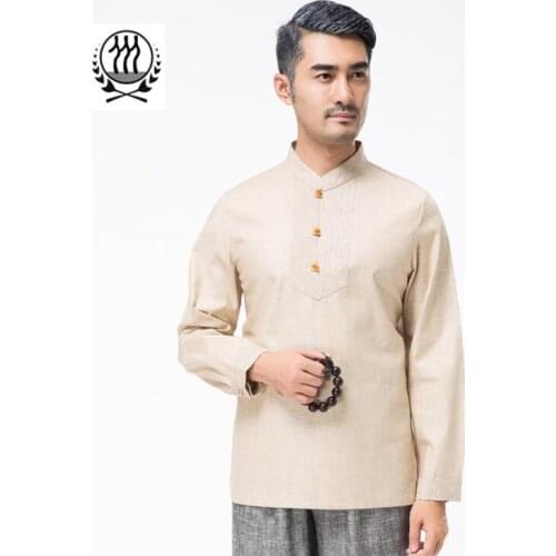 Cotton linen middle-aged Chinese tunic suit man flax jacket men blazer coats mens vintage suit Chinese style long sleeve spring