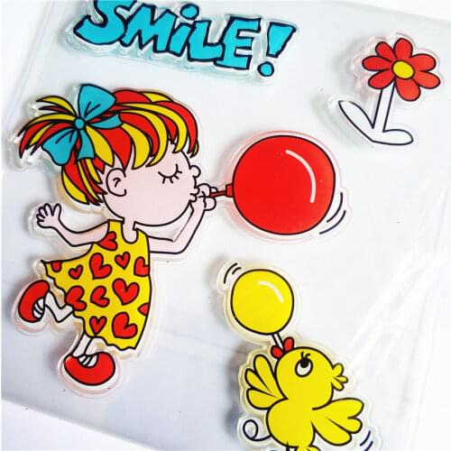 Colorful Balloon blowing Transparent Clear Stamps / Silicone Seals Roller Stamp for DIY scrapbooking photo album/Card Making